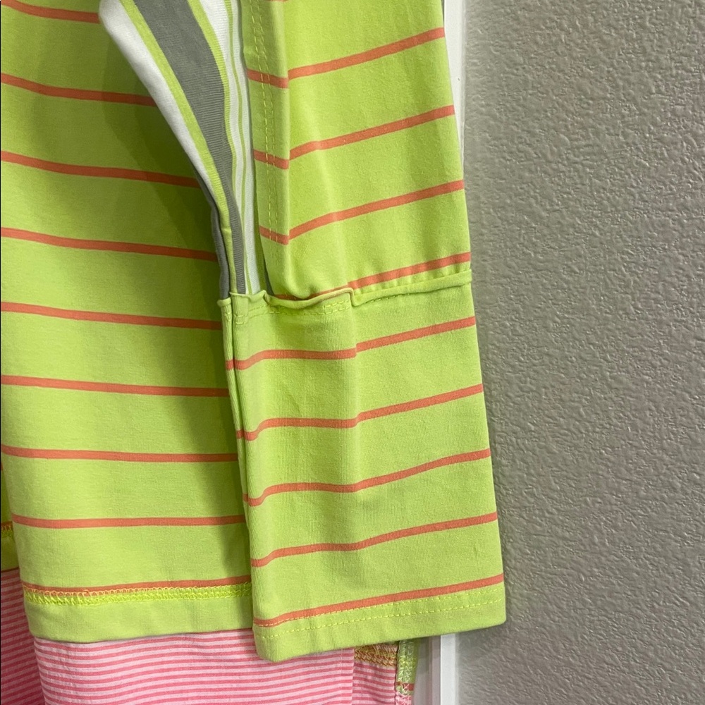 DAVI & DANI Women’s Striped Button Down Shirt in Green and Pink - Picture 3 of 9